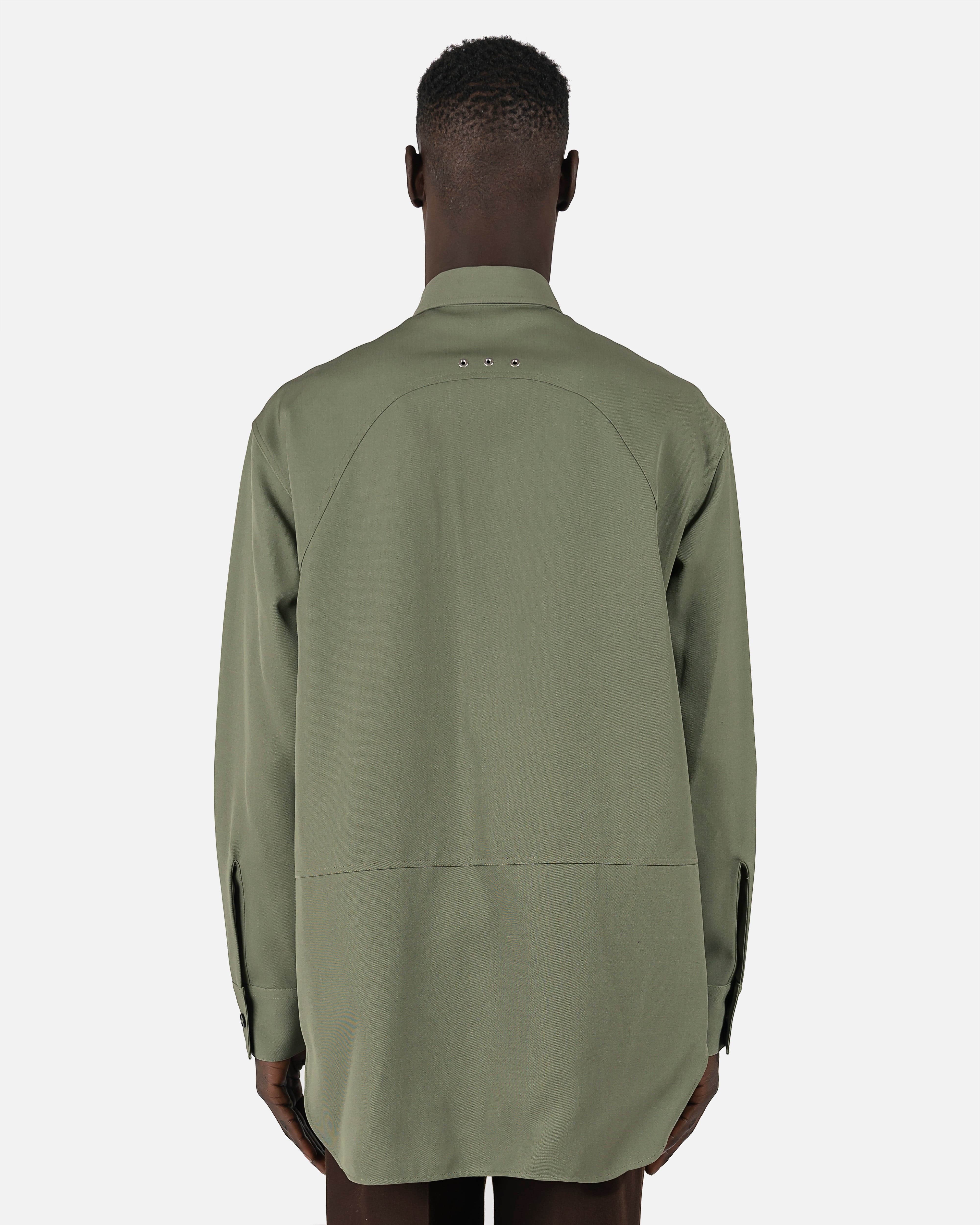 Sharp Wool Gabardine Shirt in Green