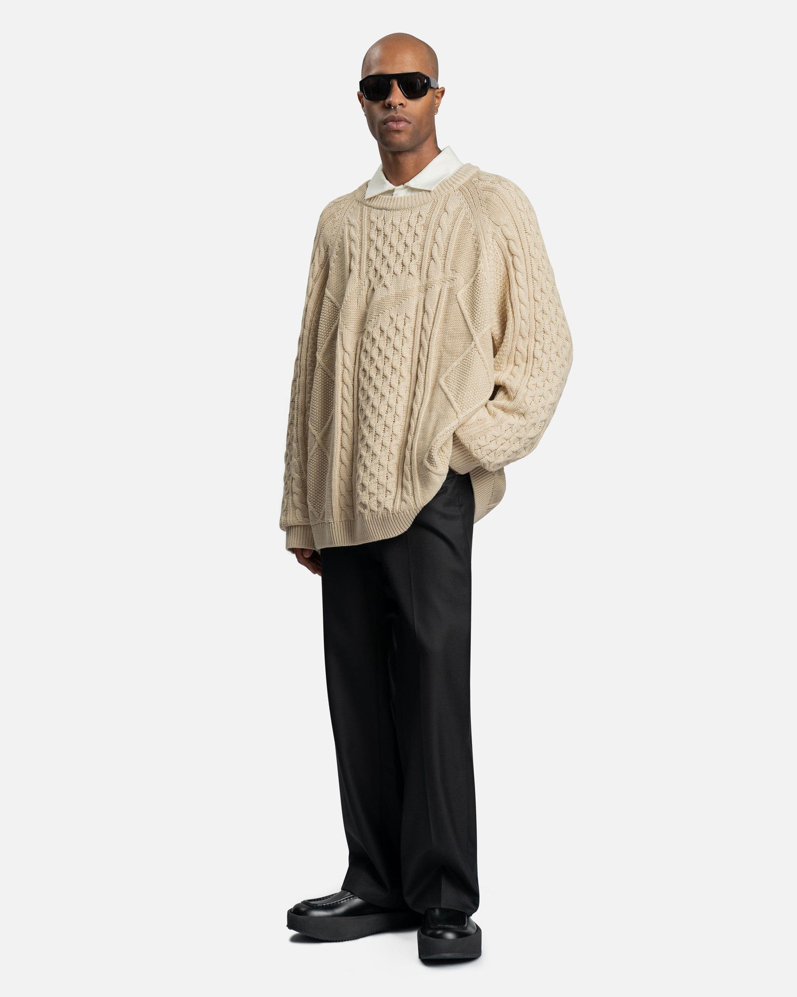 Nike Men's Sweater Sportswear Cable Knit Sweater in Rattan