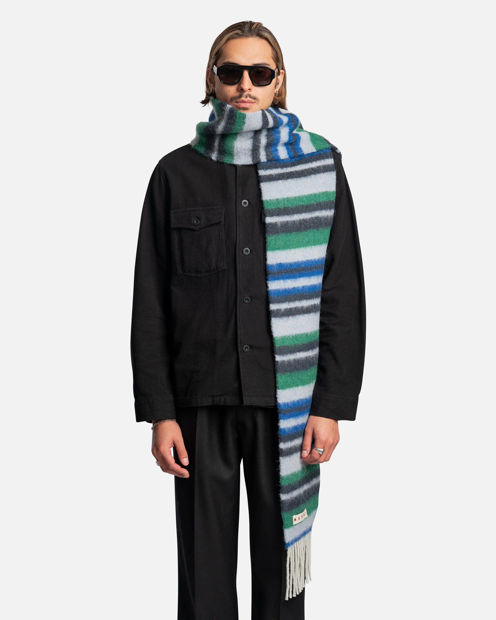 Striped Brushed Wool Scarf in Artic – SVRN