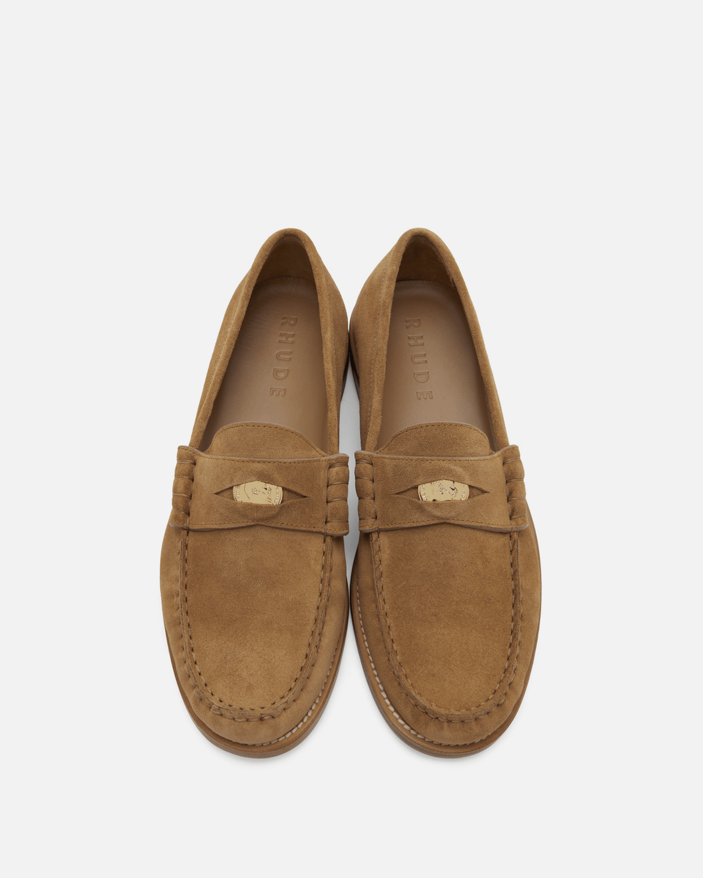 Rhude Men's Shoes Suede Penny Loafers in Tan