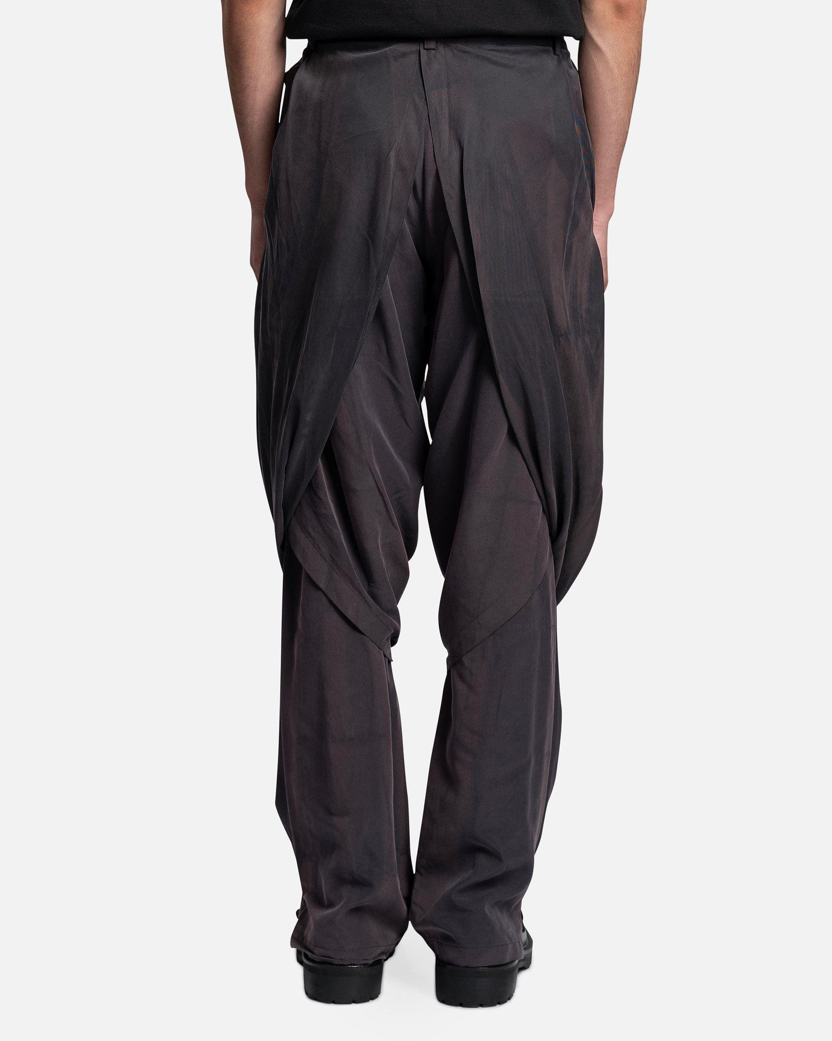 Sun-Bleached Layered Drape Trousers in Black