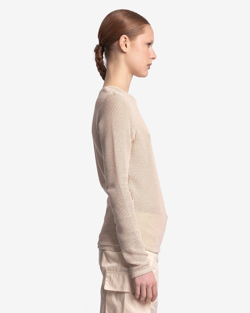 Our Legacy Women Tops Super Slim Long Sleeve in Metallic Sand Rustic Mesh