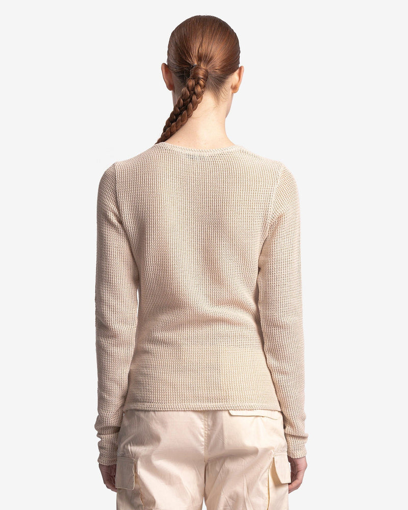 Our Legacy Women Tops Super Slim Long Sleeve in Metallic Sand Rustic Mesh