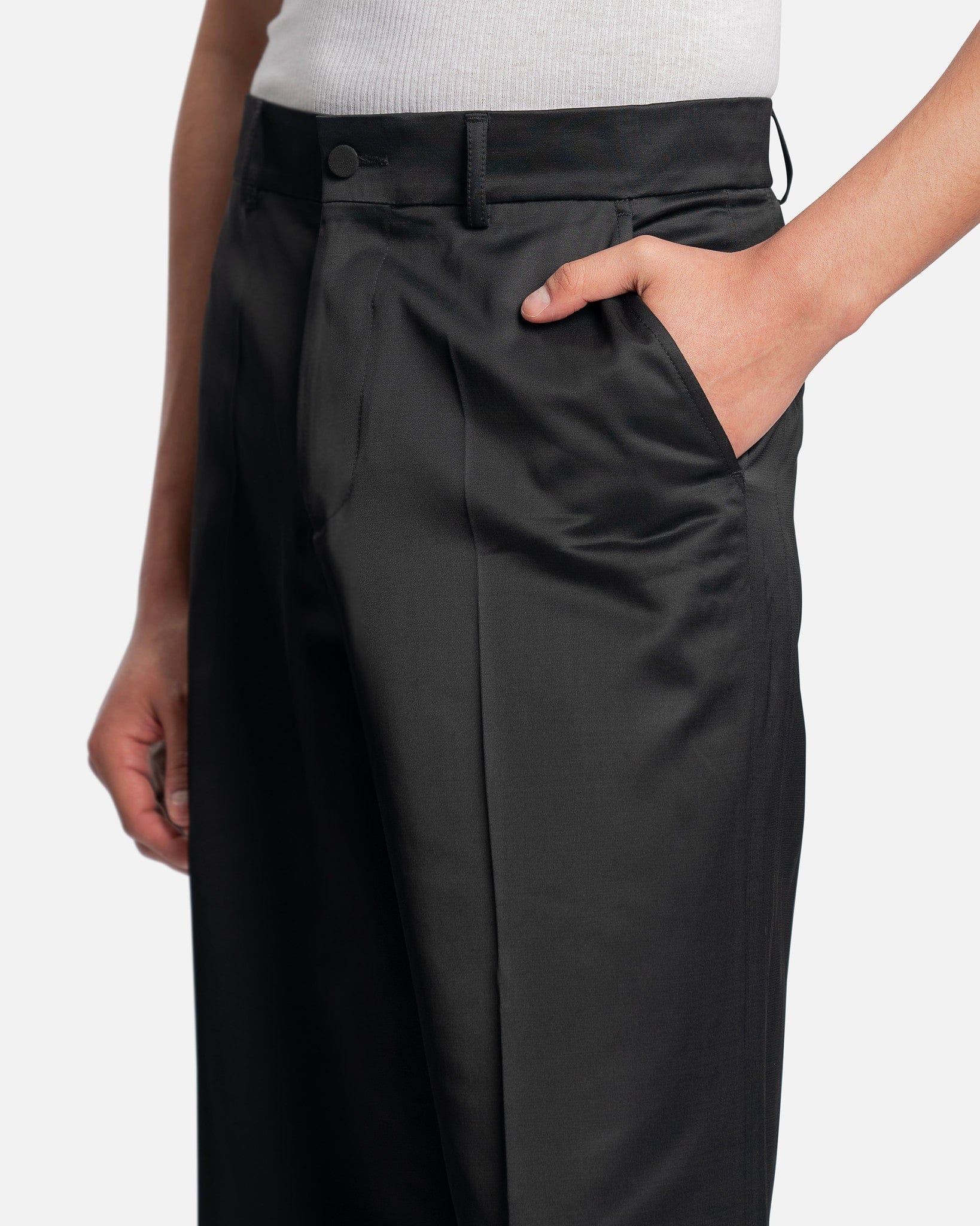 Tuxedo Trouser in Black Emotional Sateen