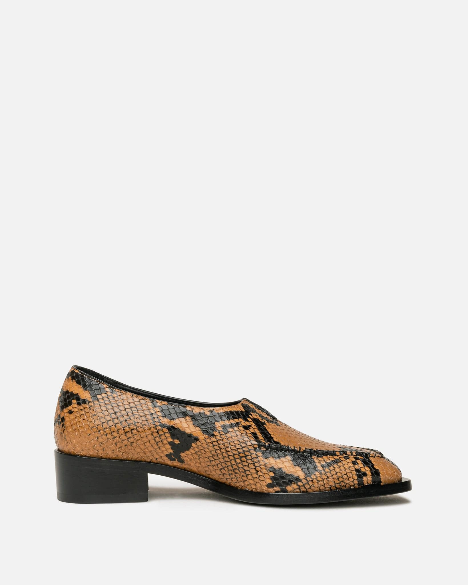 V-Neck Loafer in Ocre Python