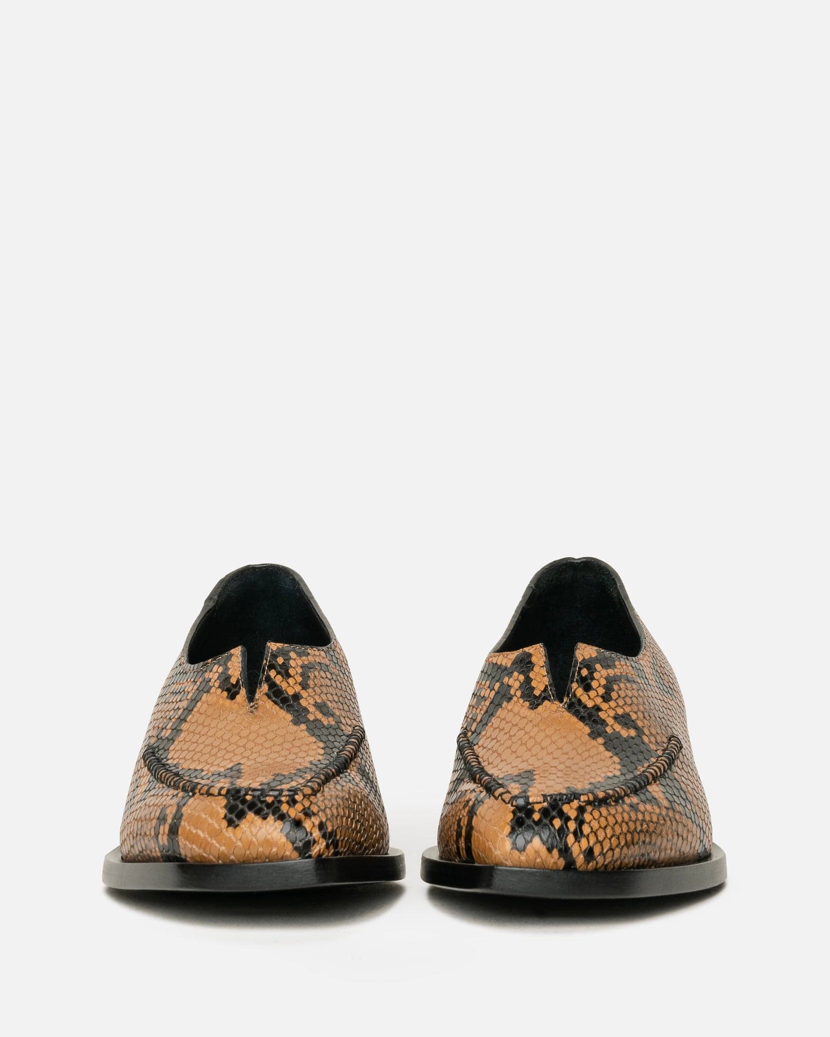 V-Neck Loafer in Ocre Python