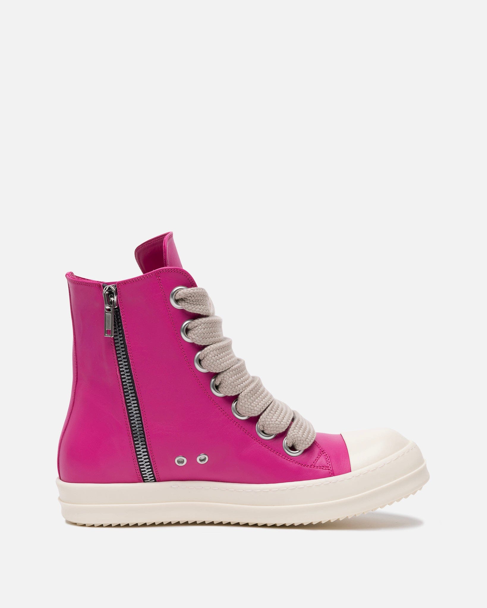 Rick Owens Men's Sneakers Wide Lace Ramones in Hot Pink/Milk