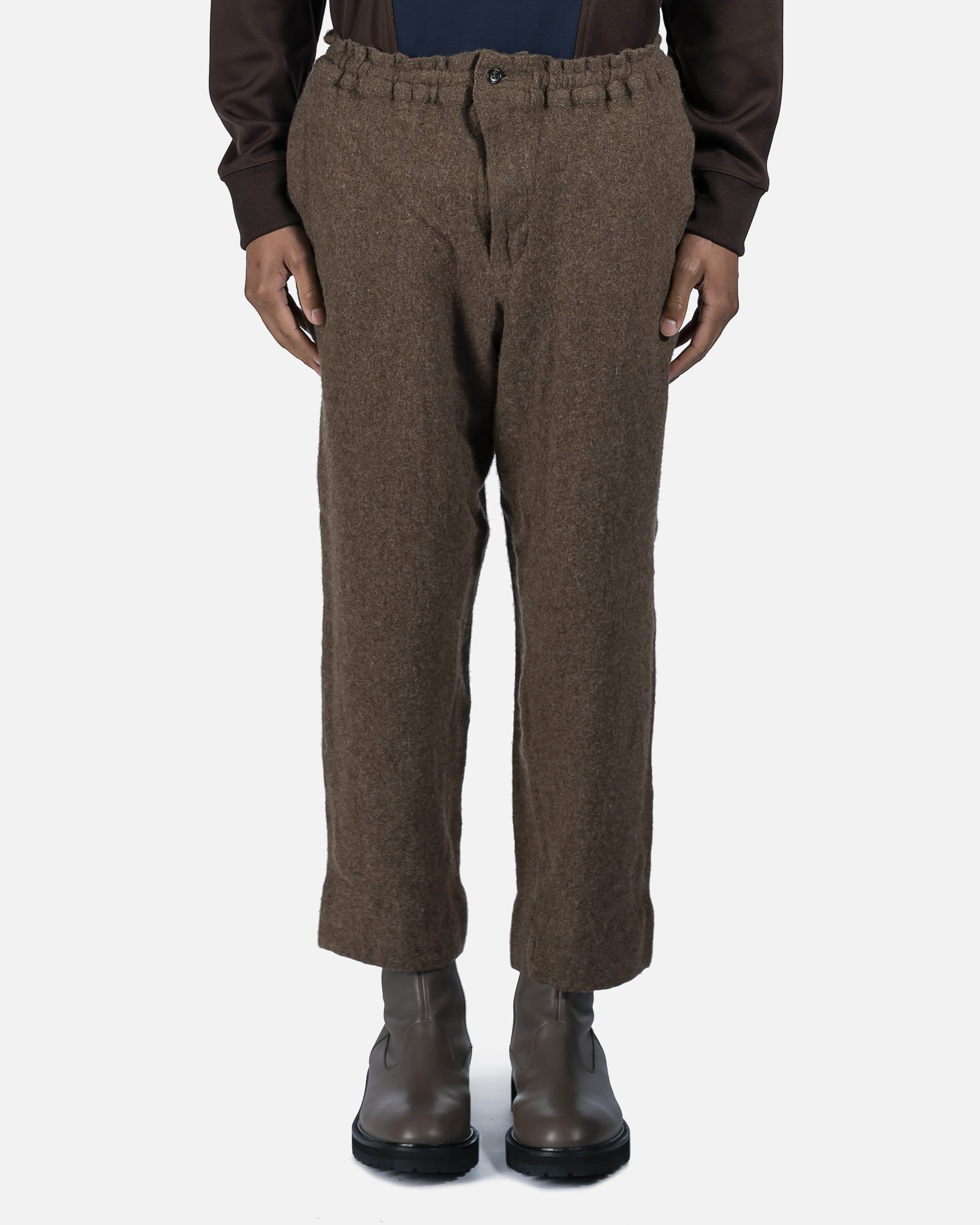 Wool Blend Pleated Pants in Brown