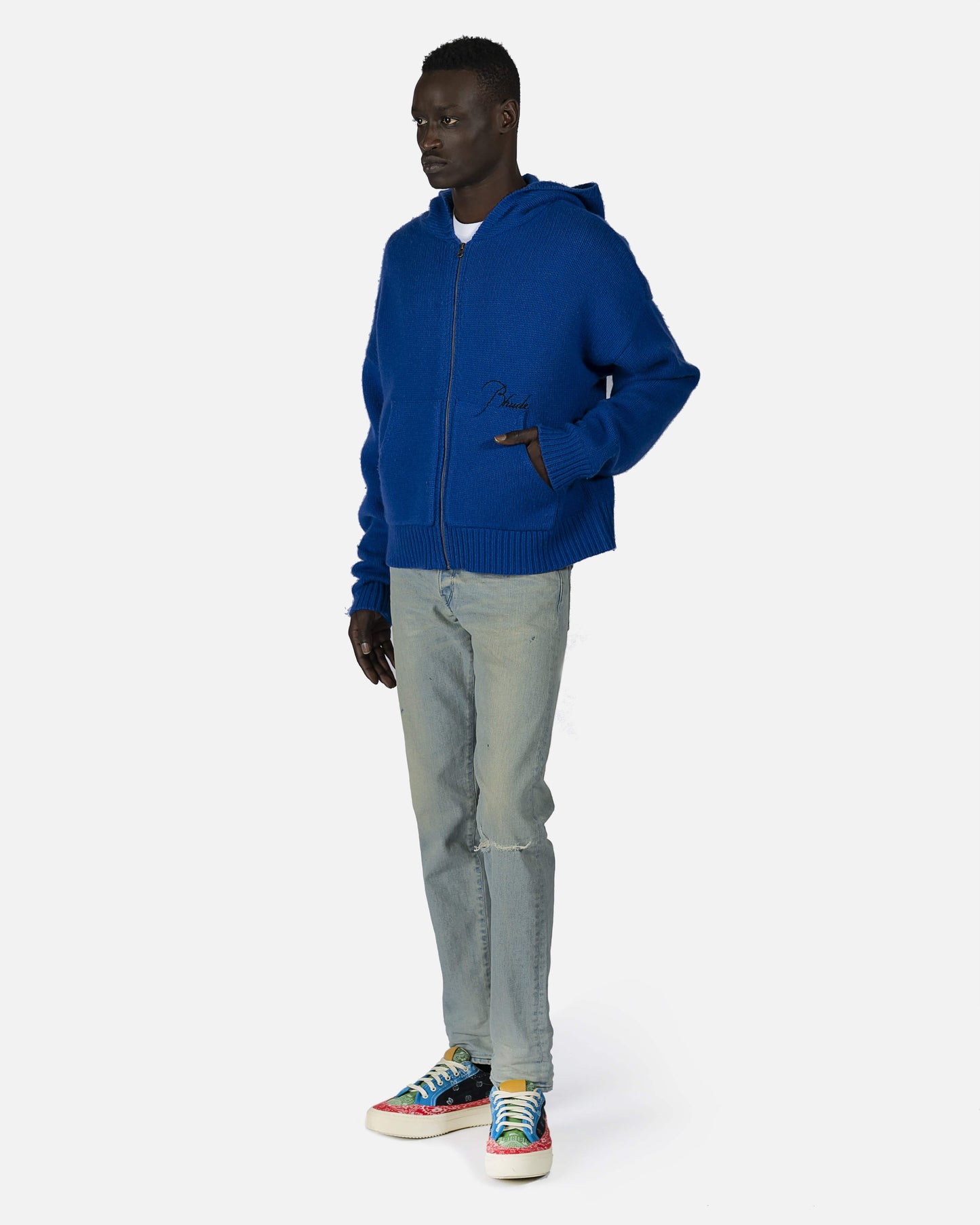 Rhude Men's Sweatshirts Wool Full Zip in Blue