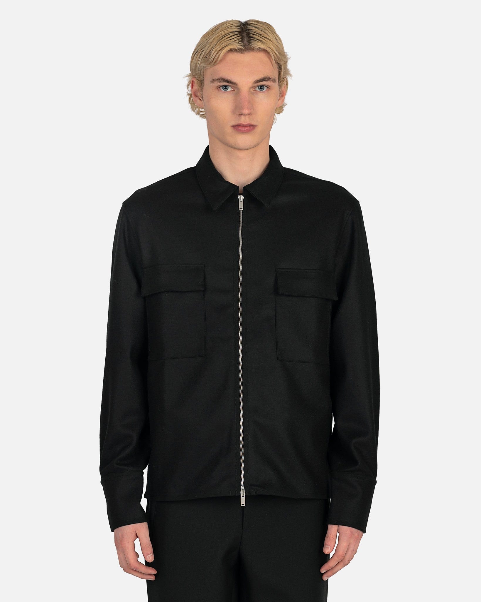 Jil Sander zip-up twill shirt - Black