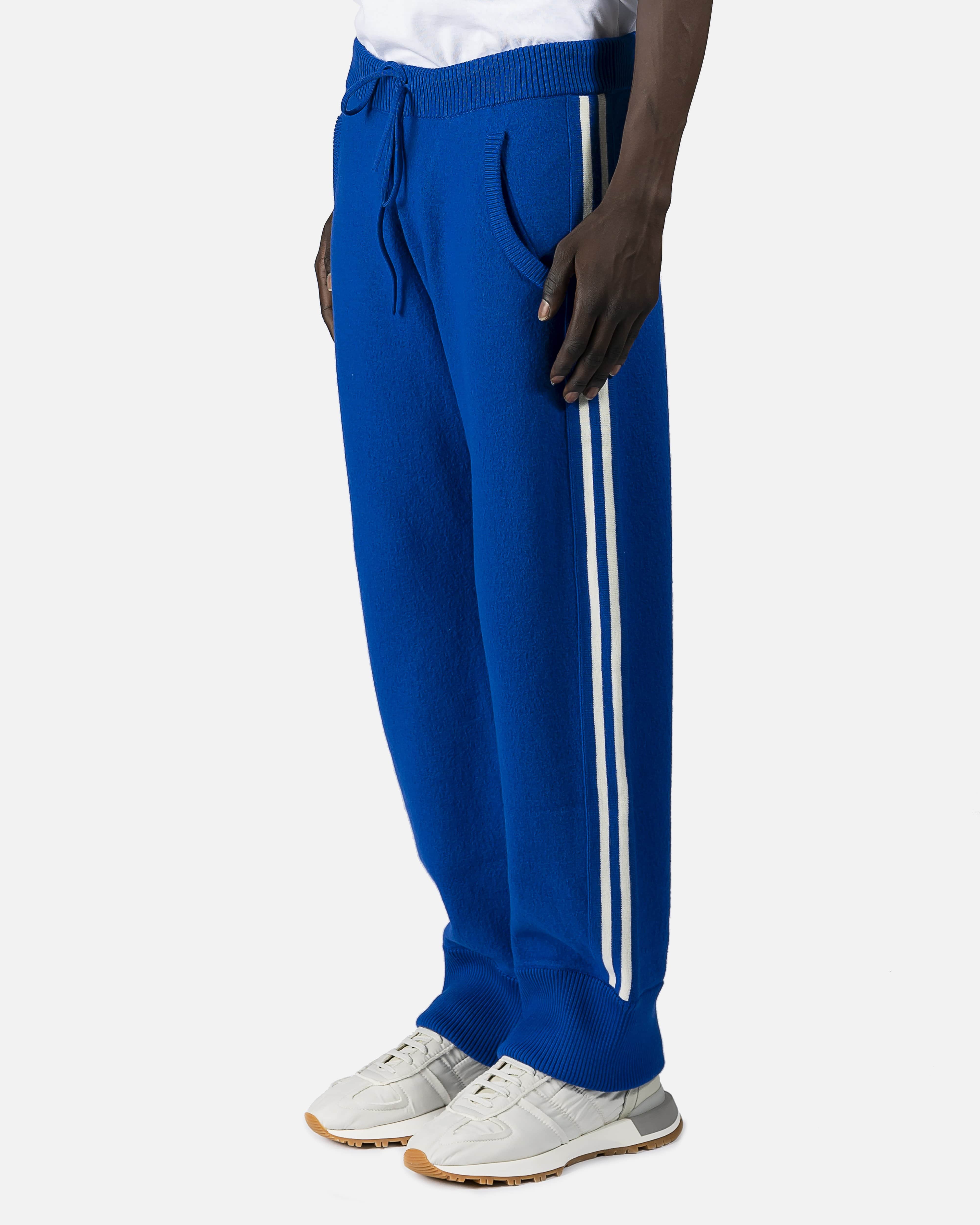 Wool Track Pants in Blue/White